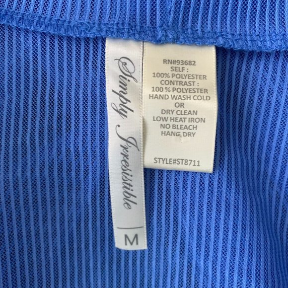 Simply Irresistible Open Front Cardigan Cover Up M Blue Ribbed Knit Eyelash Lace - Picture 6 of 6